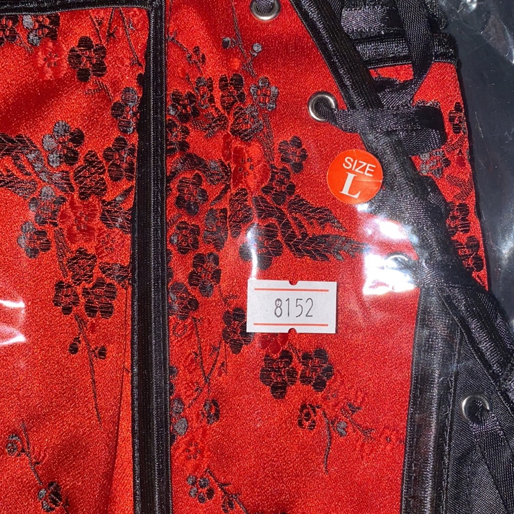 New! 3pc set Red Asian Corset and Mini skirt Size Size S, L, XXL Red Black - Picture 7 of 7